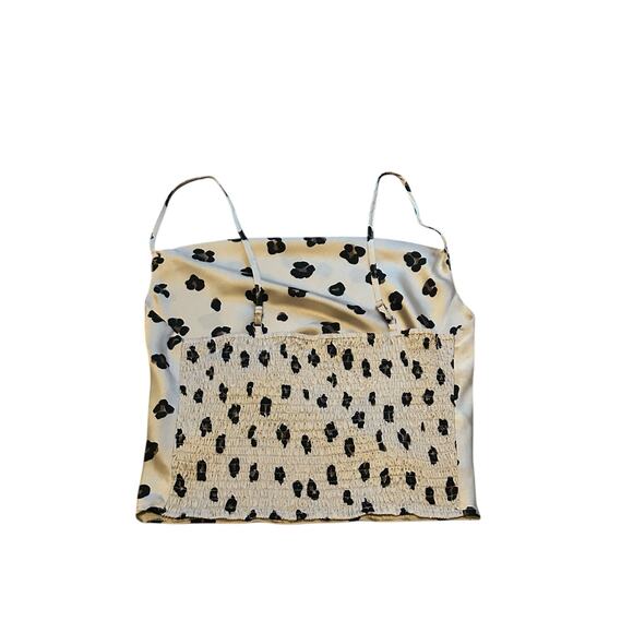 Women's Small Pink Black Brown Cheetah Print Crop Sleeveless Satin Tank Top - Picture 4 of 8